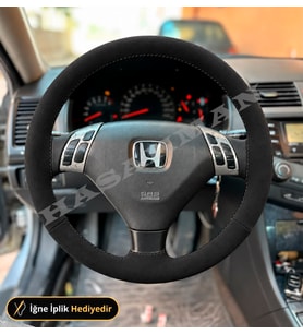 Honda FR-V Dikme Direksiyon Kılıfı Alcantara Süet Monza Black 6 Kişilik MPV-Comfort-Executive 2005-2009