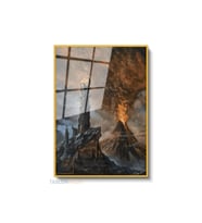 Dikey Çerçeveli Cam Mordor Lotr Realistik Modern Ev Dekoru Duvar Sanatı Ev Ofis Tablosu (Altın)