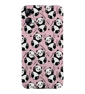 Samsung Galaxy A04e Uyumlu Lansman Kılıf Panda Tasarımlı İçi Kadife Kapak-Pembe (Şeffaf)
