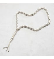 Çizgili Oval Gümüş Tesbih 5mm