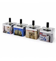 12 ADET ASHTRAY KARE - BASMALI METAL KÜLLÜK (5680)