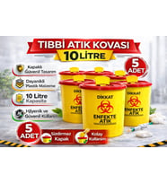 Tıbbi Atık Kovası 10 Litre 5 Adet Kapaklı Tıbbi Atık Kutusu Enfekte Atık Kovası Seti