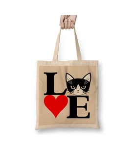 I Love Kedi Seni Seviyorum Kedi Cats Beyaz Bez Çanta Uzun Saplı Alışveriş Çantası Plaj Çantası