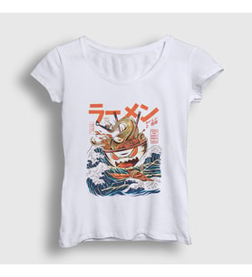 Presmono Kadın Beyaz The Great Ramen Off Kanagawa T-Shirt 467409tt