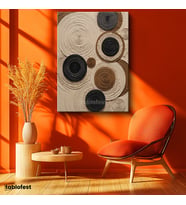 Dikey Kanvas Tablo Soyut Daireler Modern Sanat Tablosu Ev Ofis Duvar Dekoru