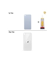 iPhone SE 2020 Beyaz Arka Kapak Arka Cam Batarya Kapağı Lazer Kesim Kapak Pil Kapağı + B-7000 Yapıştırıcı