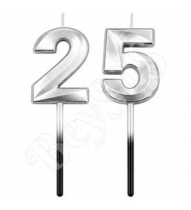 25 Rakam Mum Gümüş