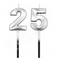 25 Rakam Mum Gümüş