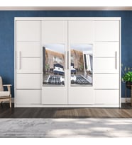 Sürgülü Gardırop Dört Kapaklı Dolap 400*230CM (PARLAK BEYAZ)