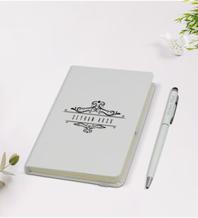 BK Gift Kişiye Özel İsimli 9x14cm Beyaz Defter ve Kalem Hediye Seti - Model 8