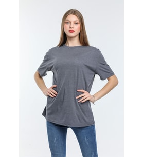 Süperlife Kadın Bisiklet Yaka Standart &Regular Fit Tişort spr21yk30 (Gri)