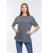 Süperlife Kadın Bisiklet Yaka Standart &Regular Fit Tişort spr21yk30 (Gri)