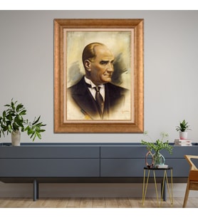 Altın Varaklı Paspartulu Çerçeveli Tablo hb614