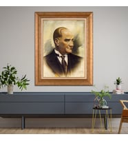 Altın Varaklı Paspartulu Çerçeveli Tablo hb614