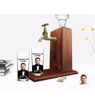 BK Gift Kişiye Özel Renkli Baskılı Godfather Baba Karikatürlü İkili Rakı Bardağı ve Ahşap Rakı Standı Hediye Seti-7 (Model 1)