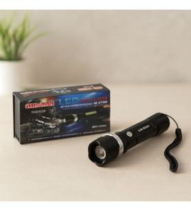 2in1 Zoomlu El Feneri ve COB LED - USB Şarjlı Metal Kasa, 3000 Lumen