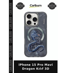 iPhone 15 Pro Mavi Dragon Kılıf 3D Aksesuar Koruyucu Kapak İletişim Aracı Aksesuarı