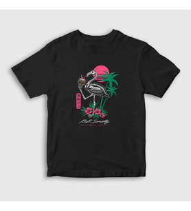 Presmono Unisex Çocuk Siyah Flamingo Paradise T-Shirt 289699tt