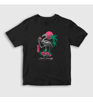Presmono Unisex Çocuk Siyah Flamingo Paradise T-Shirt 289699tt