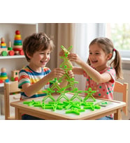 Akrobat Denge Oyunu - Montessori Eğitici Koordinasyon Geliştirici Oyuncak Kulesi Seti (Yeşil)