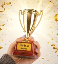 BK Gift Kişiye Özel Ödül Kupası - 14 cm, Şampiyon Ödül Kupası, Başarı Kupası, Turnuva Kupası, Okul Kupası