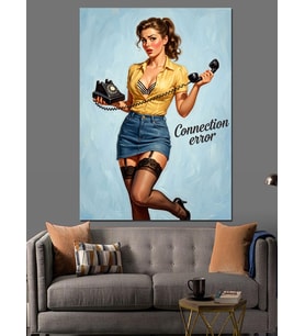 Connection Error Telefonlu Pin-Up Dekoratif Kanvas - Mdf Ahşap Tablo