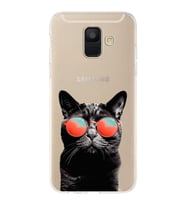 PrintiFy Samsung Galaxy A6 2018 ile Uyumlu 1mm Slim Fit Kedi 3 050d Baskılı Şeffaf  Kılıf