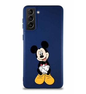 Samsung Galaxy S21 Plus Soft Premier Kapak Mickey Mouse-A Tasarımlı Silikon Kılıf - Lacivert (Şeffaf)