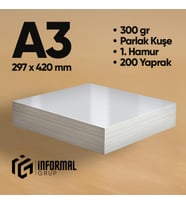 İnformal Fotokopi Kağıdı Premium Kalite A3 300 gr Parlak Kuşe 200 Yaprak 1. Hamur