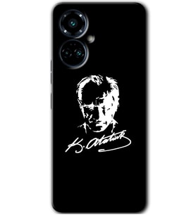 Tecno Camon 19 Pro Kılıf HD Desen Baskılı Kılıf - Atatürk Silüet İmza