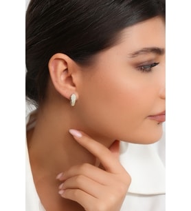 Kadın 925 Ayar Gümüş Zirkon Taşlı Küpe (Rodyum)