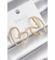 Pirinç Gold Renk Zirkon Taşlı Yılan Kalp Model Kadın Küpe 5886 - HPSBYI3770-6876