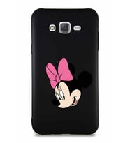 Samsung Galaxy J7 Soft Premier Kapak Minnie Mouse-B Tasarımlı Silikon Kılıf - Siyah (Şeffaf)