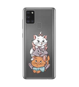 Samsung Galaxy A21S Uyumlu Marie Kedi Tasarımlı Şeffaf Telefon Kılıfı
