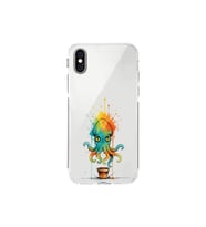 iPhone XS ile uyumlu Splash ahtapot tasarımlı şeffaf silikon kılıf