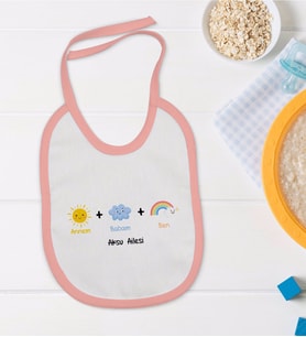 BK Kids Kişiye Özel Pembe Bebek Mama Önlüğü - Model 70