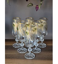 KONYAX PEACOCK GOLD 180 CC KAHVE YANI KRİSTAL BARDAK 6'LI 24K EL İŞÇİLİĞİ GERÇEK ALTIN İŞLEMELİ
