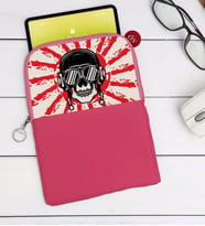 BK Gift Kurukafa Tasarımlı Taşınabilir Koruyucu Tablet Kılıfı & Organizer Çanta - Pembe-9