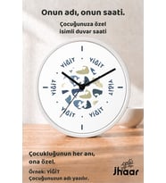 İsme Özel Balina Desenli Çocuk Odası Duvar Saati Orta Boy 30 cm Beyaz Camlı Sessiz