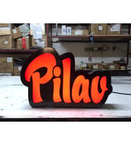 Kırmızı Pilav Yazılı Tabela 3D Led Neon Etkili Işıklı Tabela 30X45 CM Tek Taraflı
