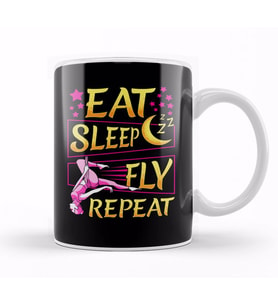 Funny Eat Sleep Fly Repeat Aerial Yoga Silks Kupa Bardak Porselen
