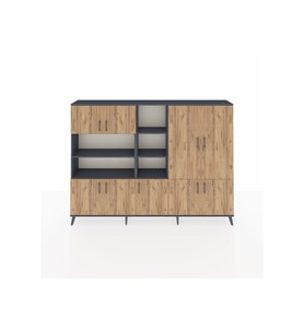 Arges Dolap 14 Raflı 9 Kapaklı 220x30x163 Antrasit-Çam/Antrasit