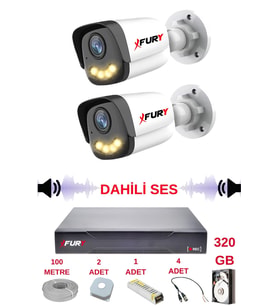 FURY 2 li Sesli Gece Renkli Görüş Güvenlik Kamerası Su Geçirmez Güvenlik Kamerası Seti 5590s 320GB