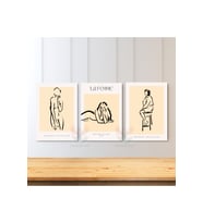 3'lü Set Kanvas Tablo Minimalist Boho Modern Line Art Kadın Figürleri Duvar Tablosu Tablo