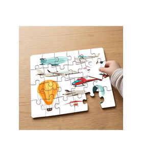 Renkli Taşıtlar Tasarımlı 24 Parça Ahşap Çocuk Puzzle MPK0435