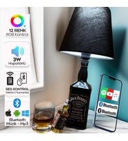 BLUETOOTH ÖZELLİKLİ - 12 RENK IŞIKLI (KUMANDALI) JACK DANIELS ŞİŞE ABAJUR