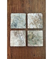 Doğaltaş Bardak Altlığı 4'lü Set - Mermer Desenli Doğal Taş Bardak Altı - Marble Stone Coasters