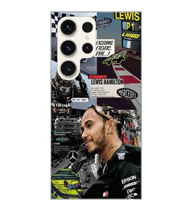 Samsung Galaxy S23 ULTRA Uyumlu Lewis Hamilton Kolaj Tasarımlı Şeffaf Telefon Kılıfı