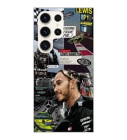 Samsung Galaxy S23 ULTRA Uyumlu Lewis Hamilton Kolaj Tasarımlı Şeffaf Telefon Kılıfı