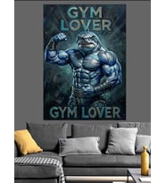Gym Lover Kaslı Köpek Balığı Dekoratif Kanvas - Mdf Ahşap Tablo
